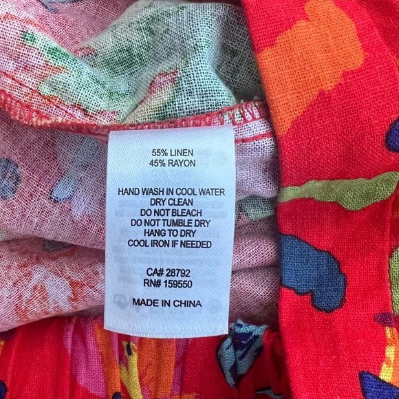 Maison d' Amelie Hawaiian Multicolor Linen Boho Peasant Tiered Midi Skirt XS - Picture 6 of 6